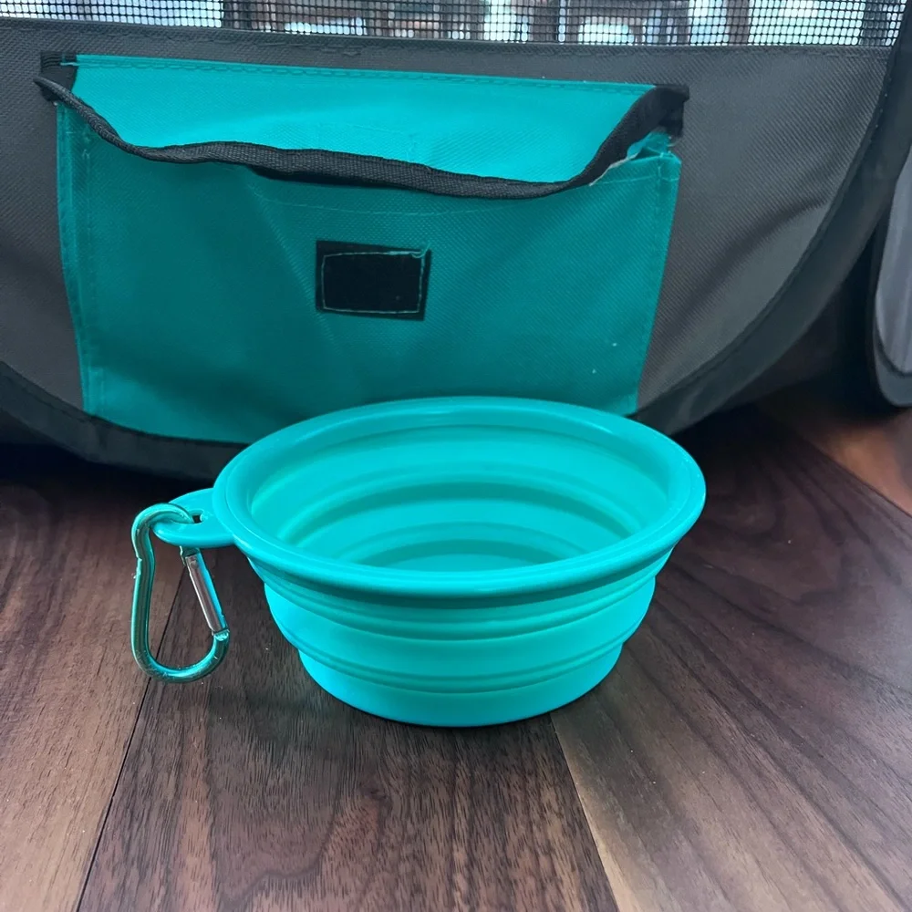 Teal and Gray Dog Travel Carrier